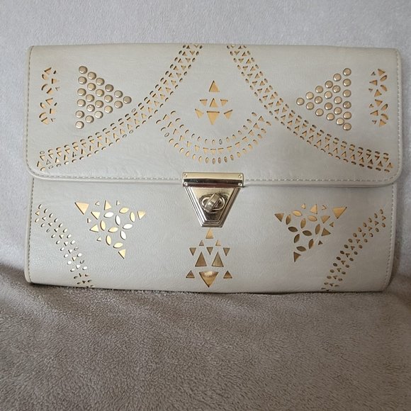 MMS light beige, gold detail medium clutch - Picture 2 of 7